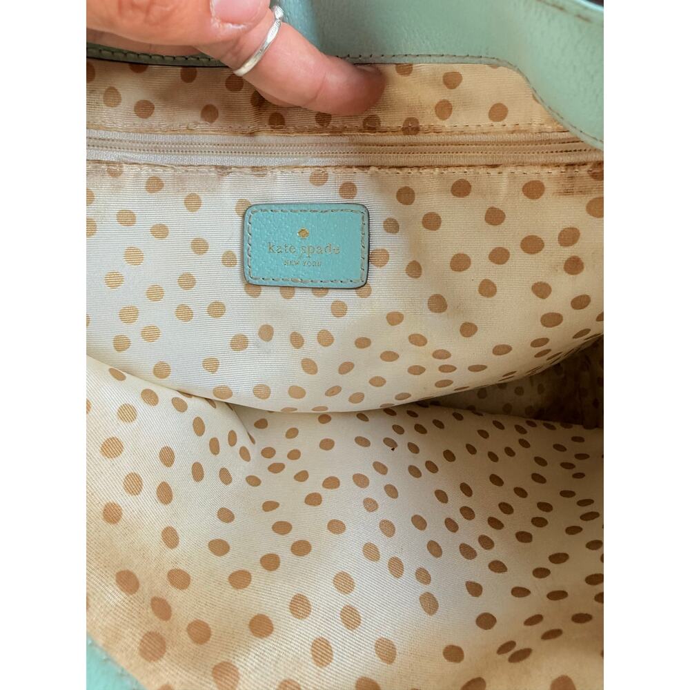 Kate Spade New York Tiffany Blue Mint Green Pebbled Leather Satchel Tote Bag - Picture 4 of 16